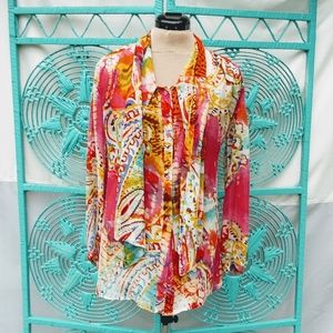 PAPA VANCOUVER Chiffon Semi-sheer Tunic Blouse